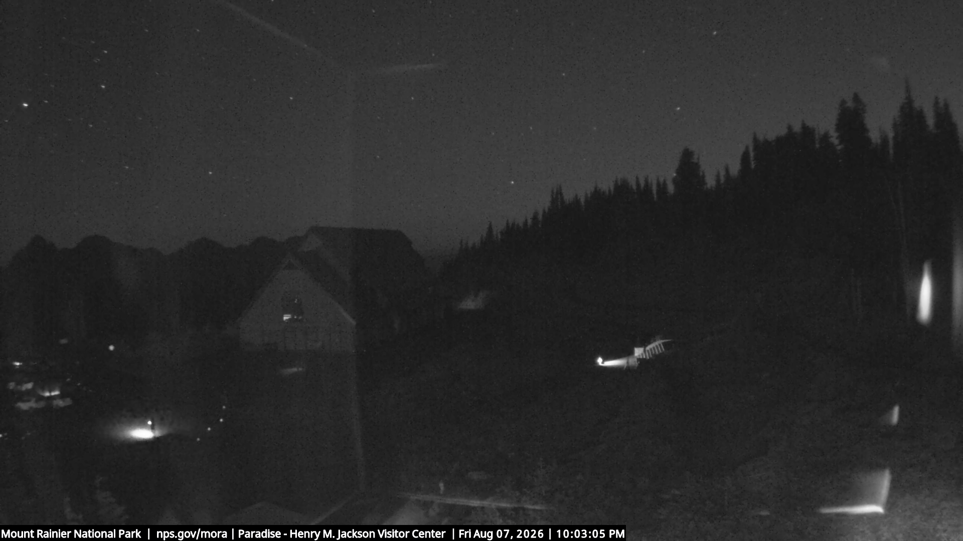 Jackson Visitor Center webcam frame at Paradise on Mount Rainier.