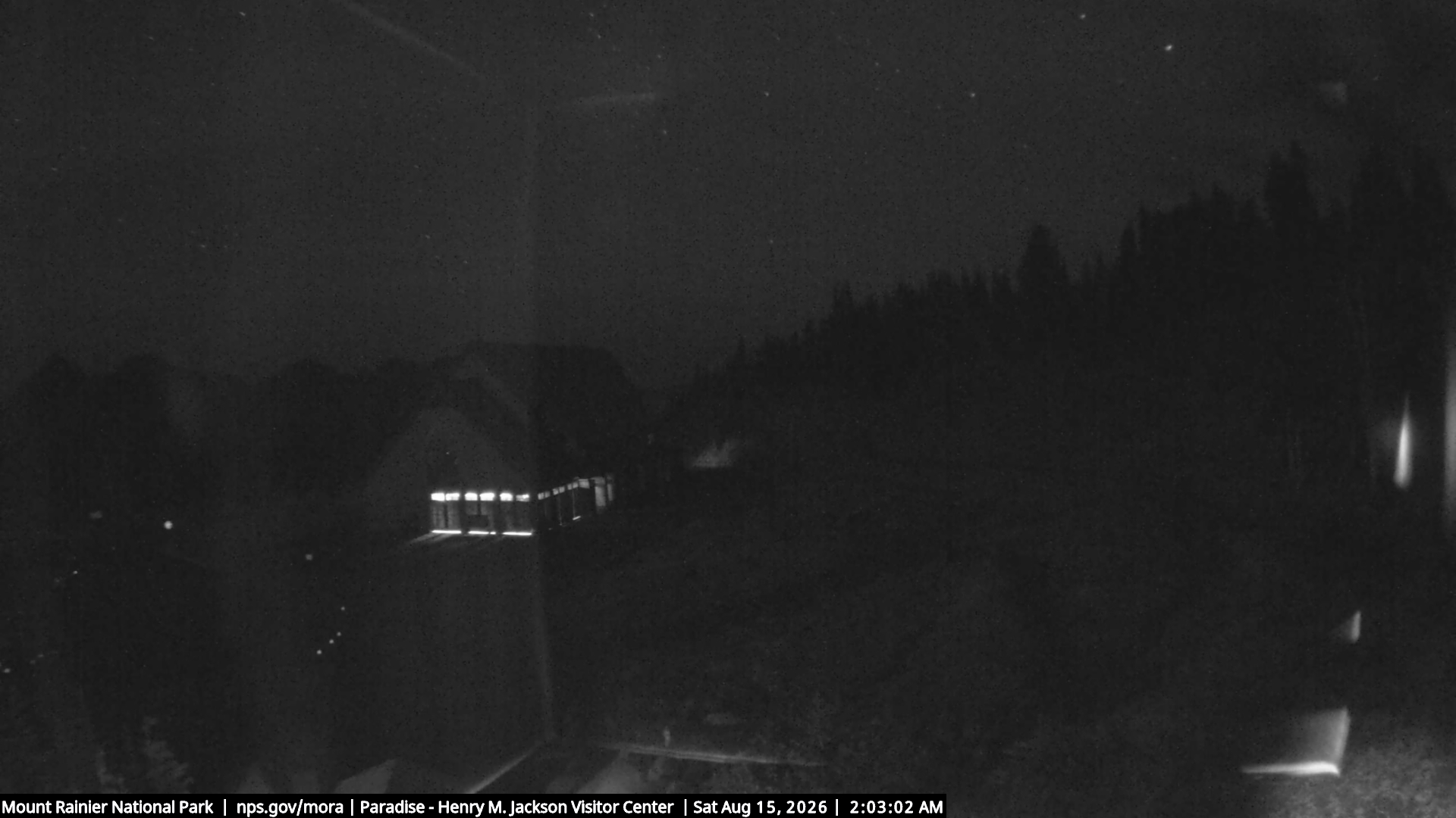 Jackson Visitor Center webcam frame at Paradise on Mount Rainier.