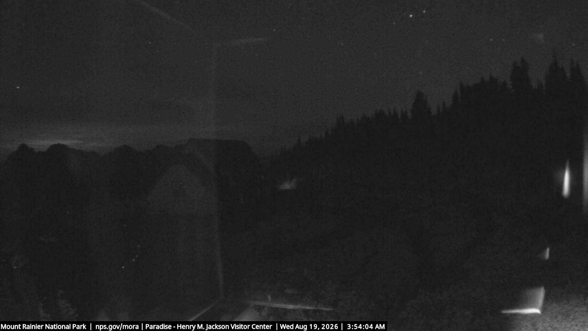 Jackson Visitor Center webcam frame at Paradise on Mount Rainier.