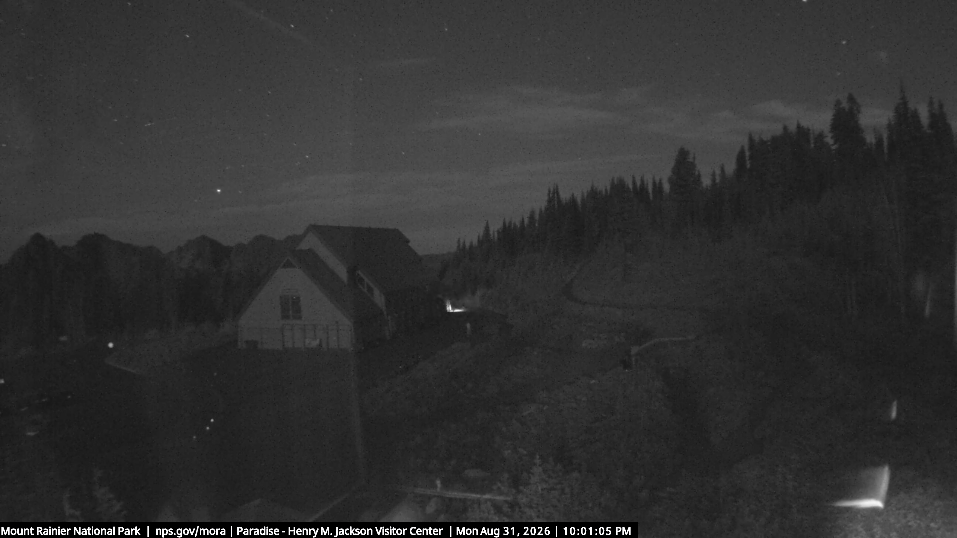 Jackson Visitor Center webcam frame at Paradise on Mount Rainier.