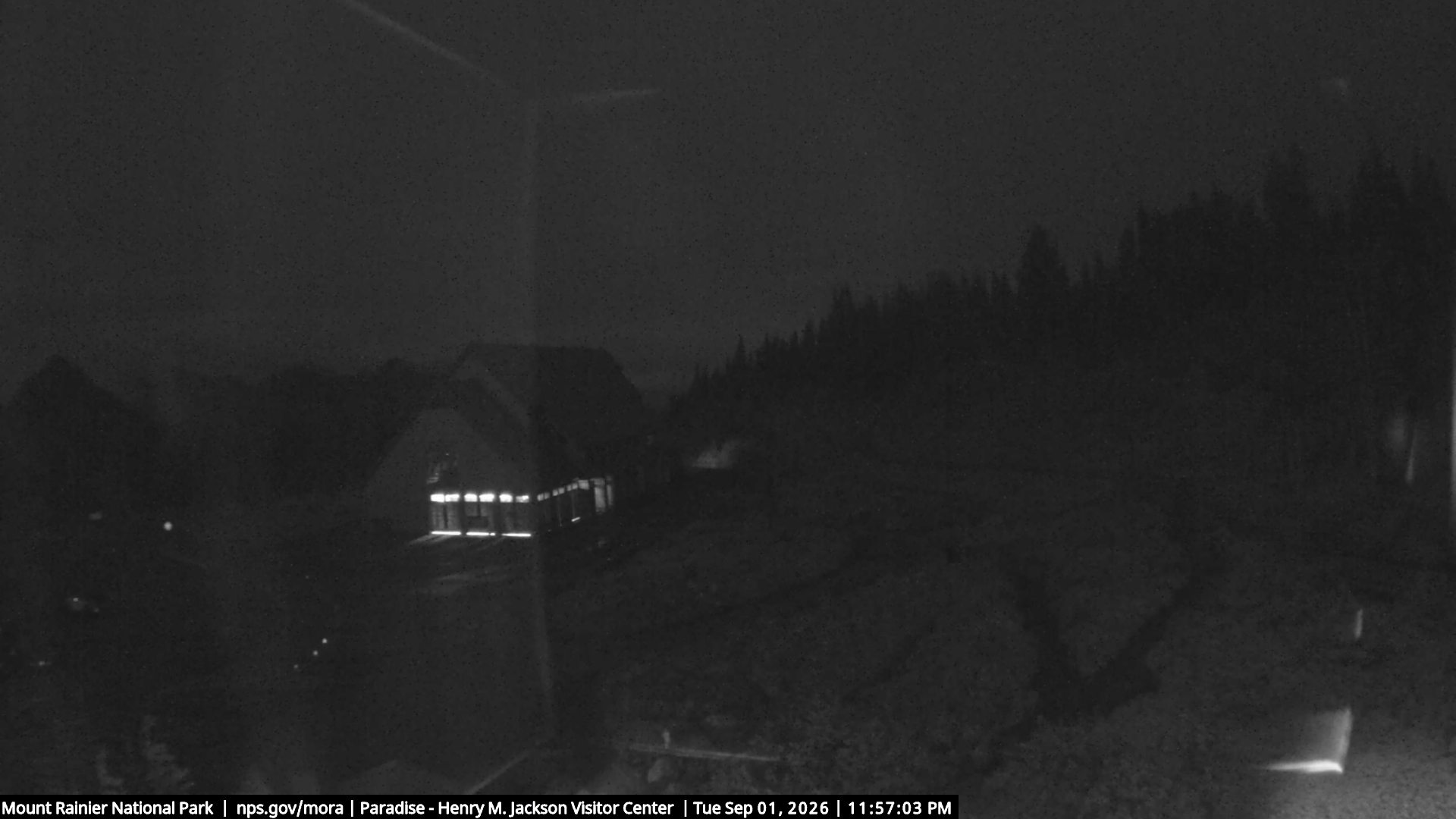 Jackson Visitor Center webcam frame at Paradise on Mount Rainier.