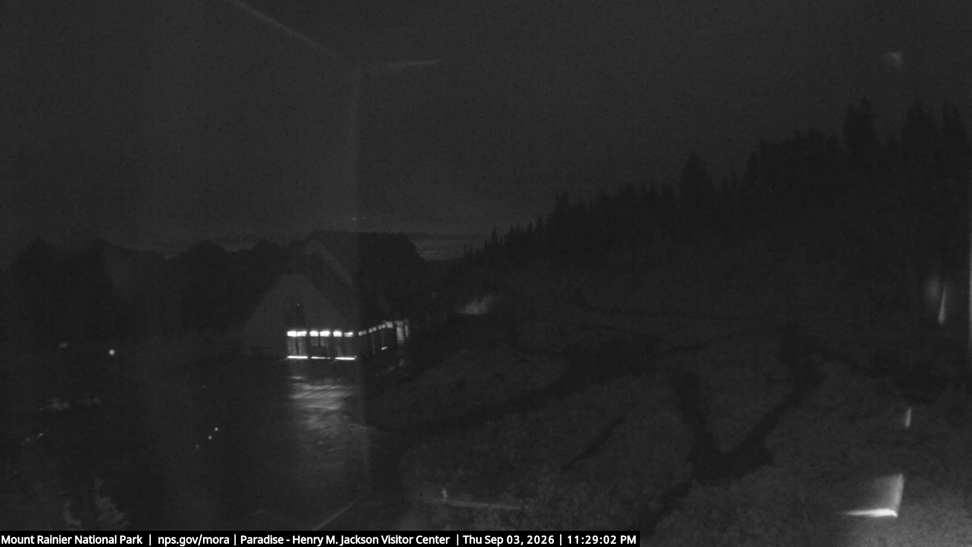 Jackson Visitor Center webcam frame at Paradise on Mount Rainier.