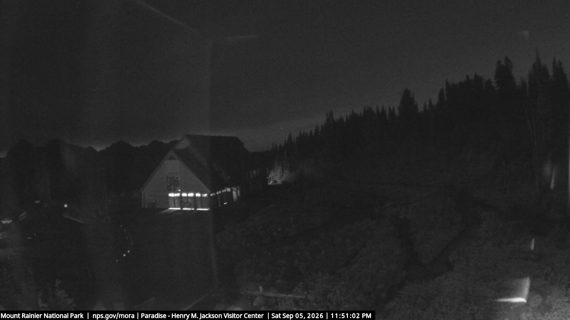 Jackson Visitor Center webcam frame at Paradise on Mount Rainier.