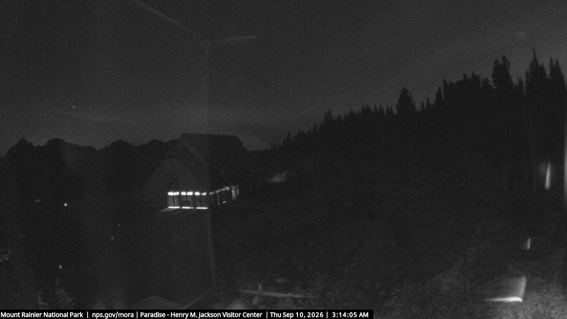 Jackson Visitor Center webcam frame at Paradise on Mount Rainier.