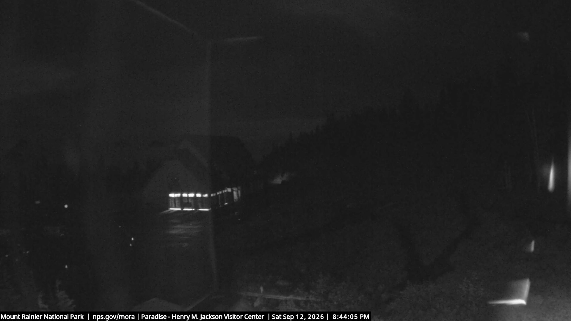 Jackson Visitor Center webcam frame at Paradise on Mount Rainier.
