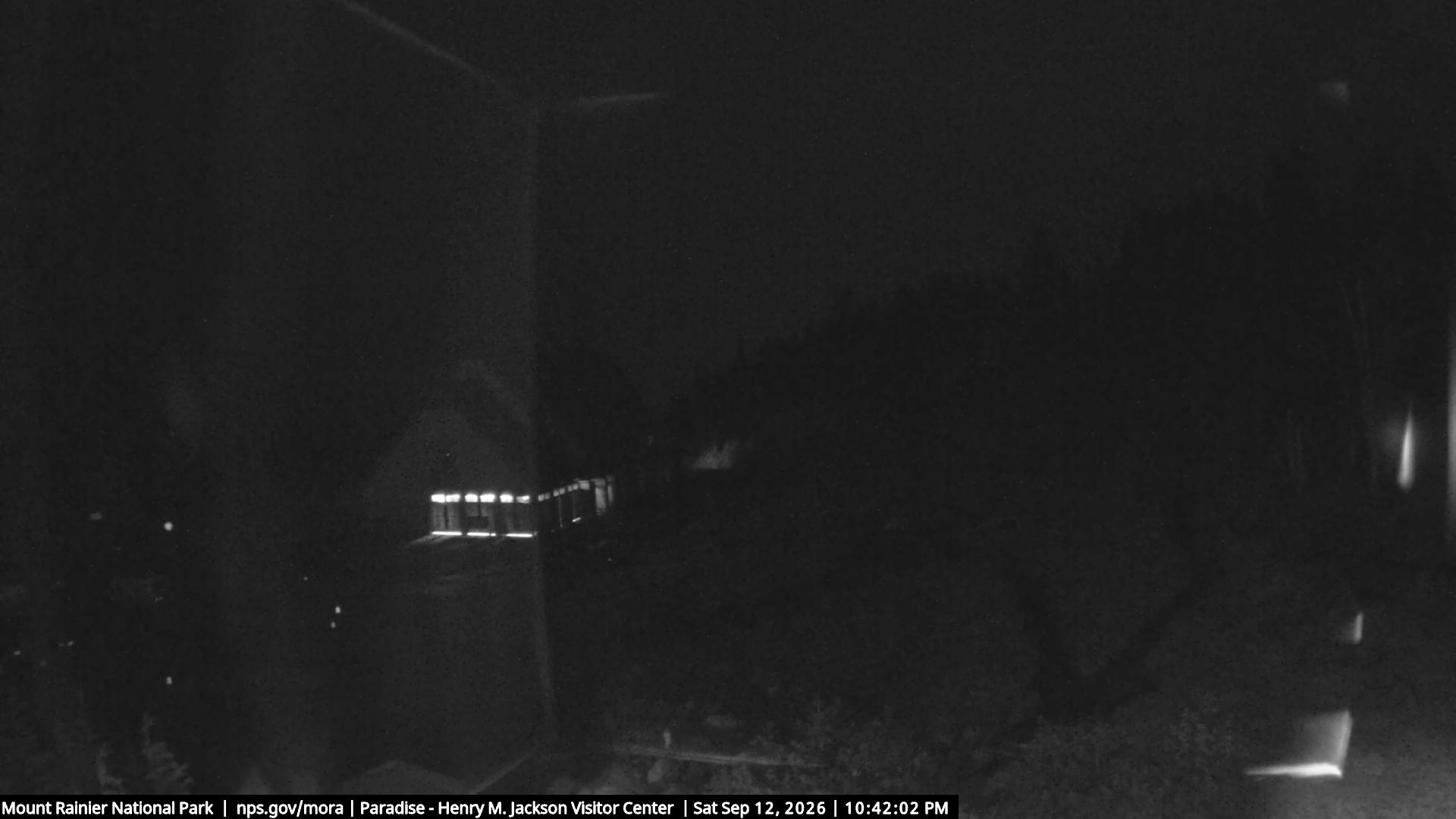 Jackson Visitor Center webcam frame at Paradise on Mount Rainier.