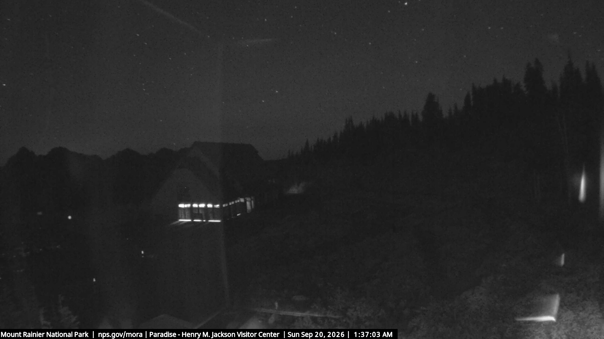 Jackson Visitor Center webcam frame at Paradise on Mount Rainier.