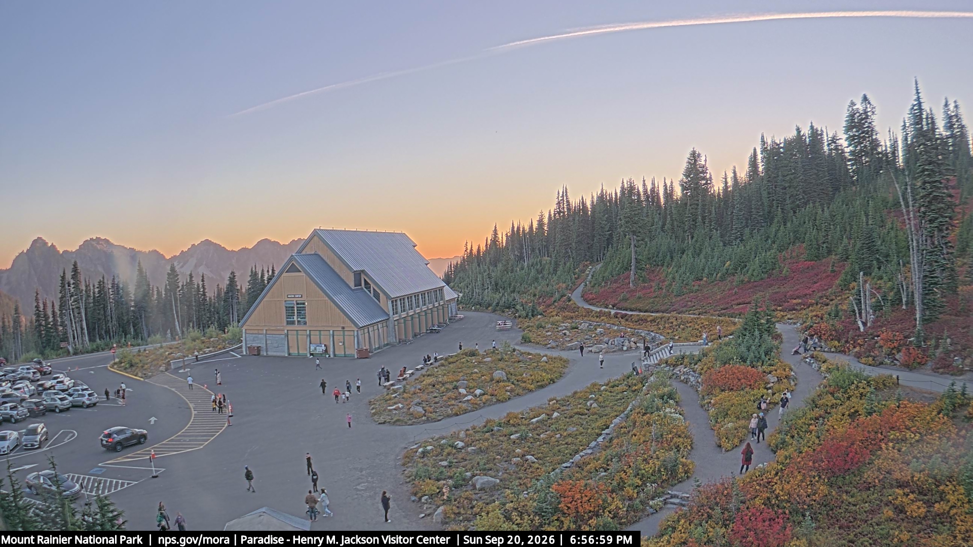 Jackson Visitor Center webcam frame at Paradise on Mount Rainier.