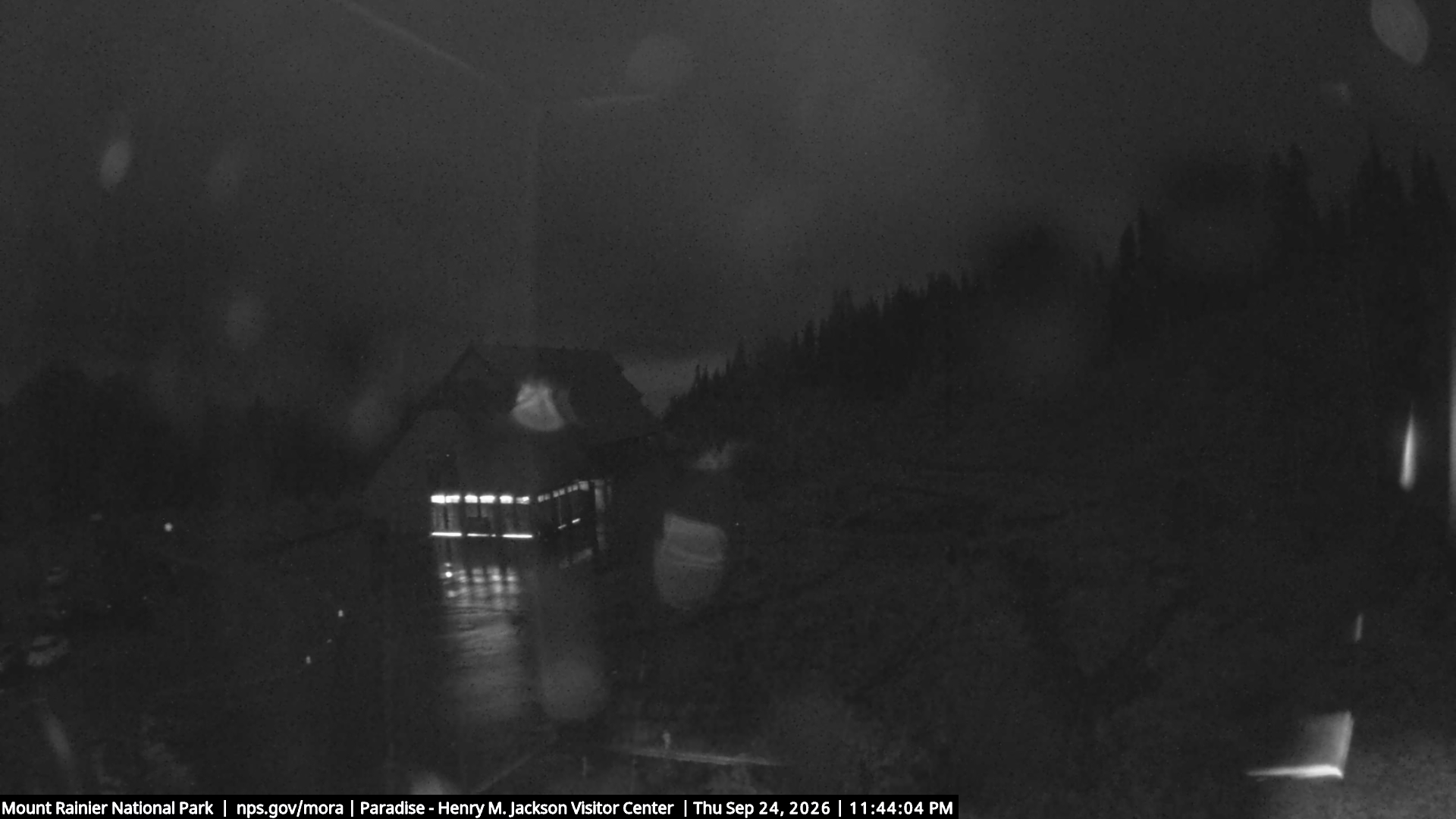 Jackson Visitor Center webcam frame at Paradise on Mount Rainier.