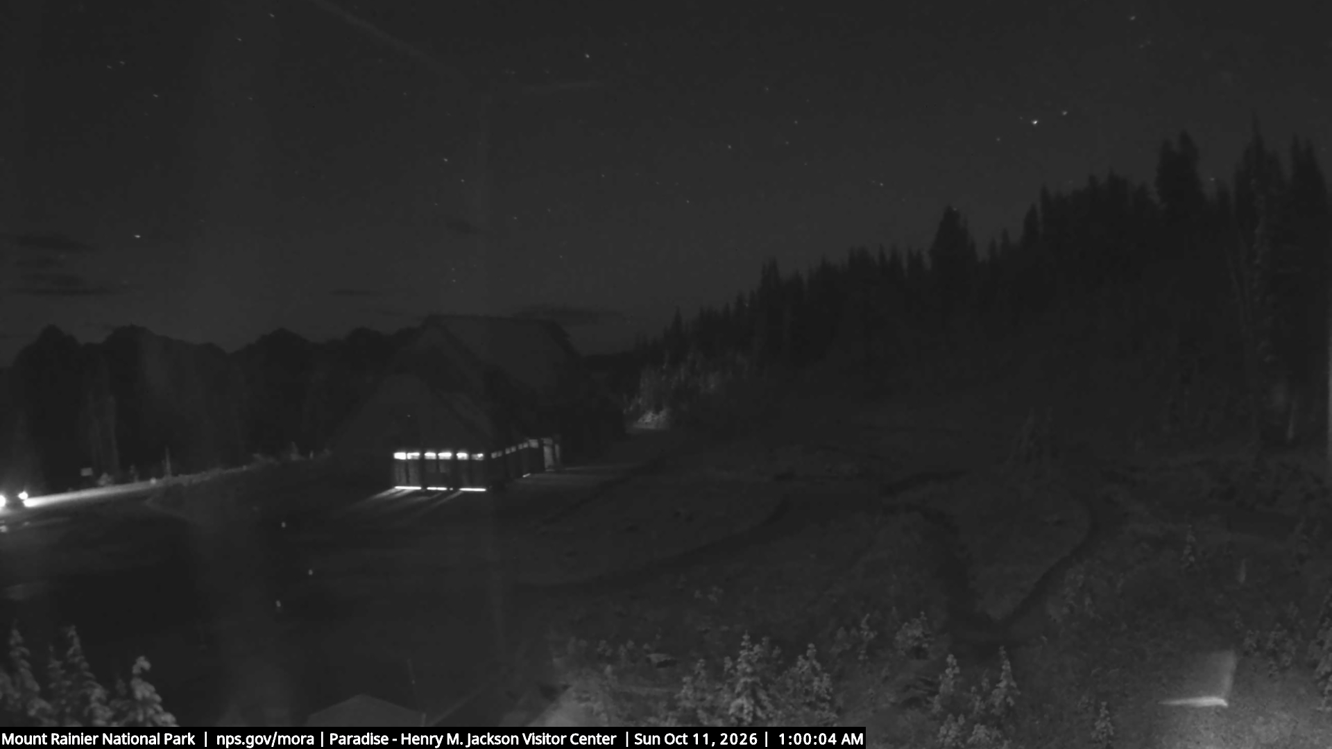 Jackson Visitor Center webcam frame at Paradise on Mount Rainier.