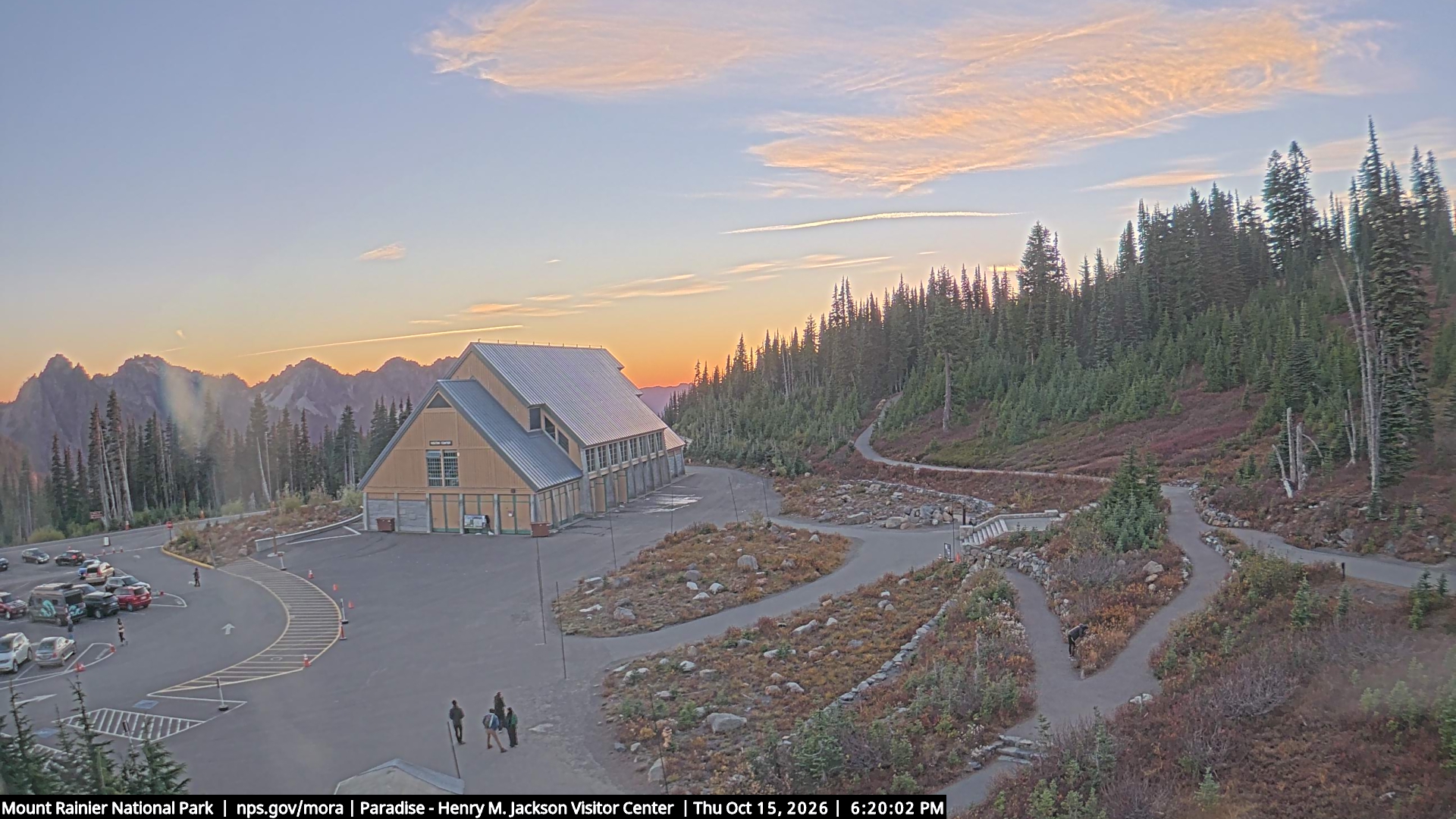 Jackson Visitor Center webcam frame at Paradise on Mount Rainier.