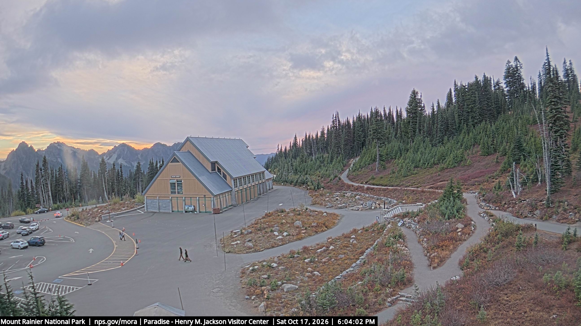 Jackson Visitor Center webcam frame at Paradise on Mount Rainier.