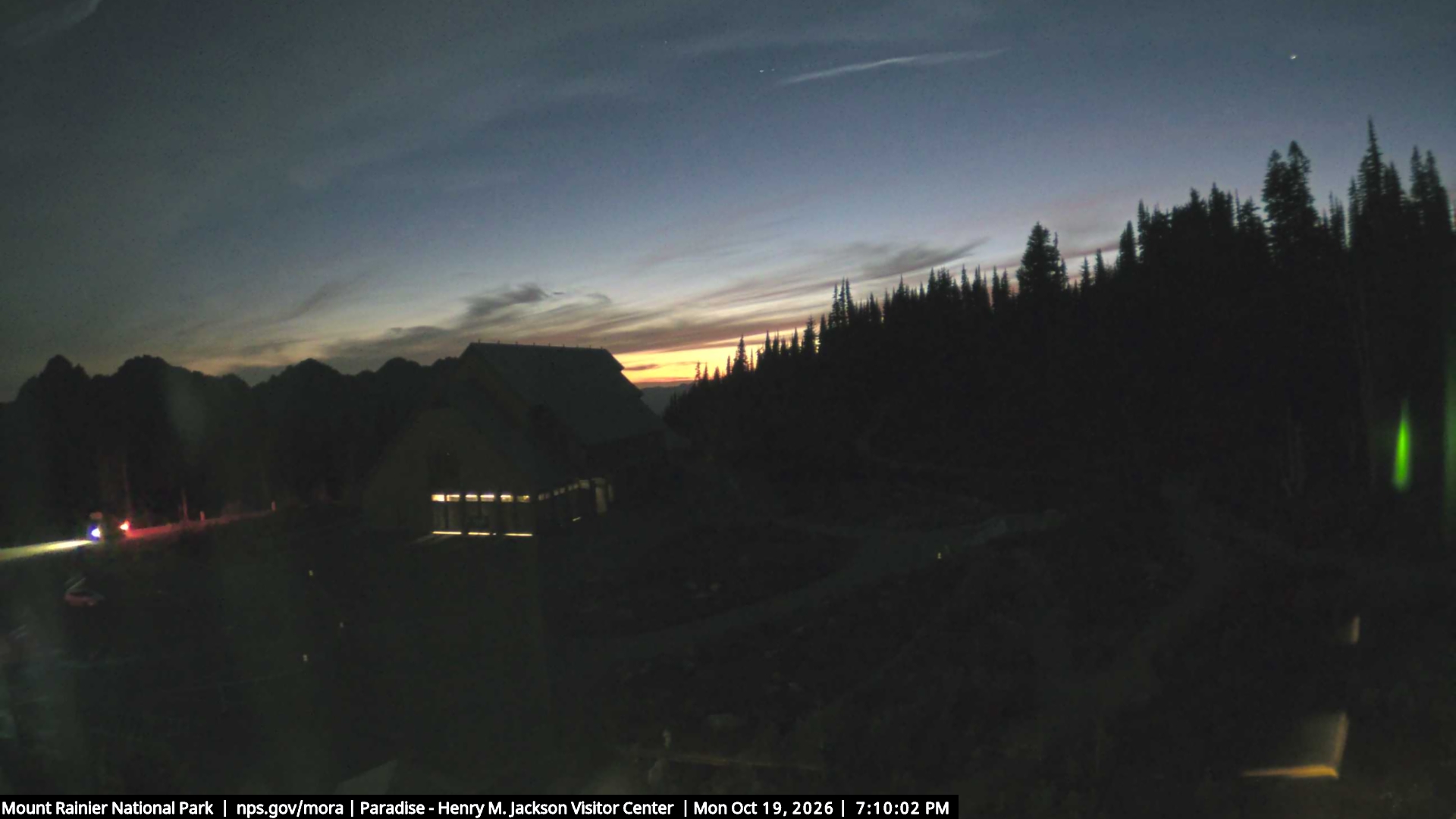 Jackson Visitor Center webcam frame at Paradise on Mount Rainier.