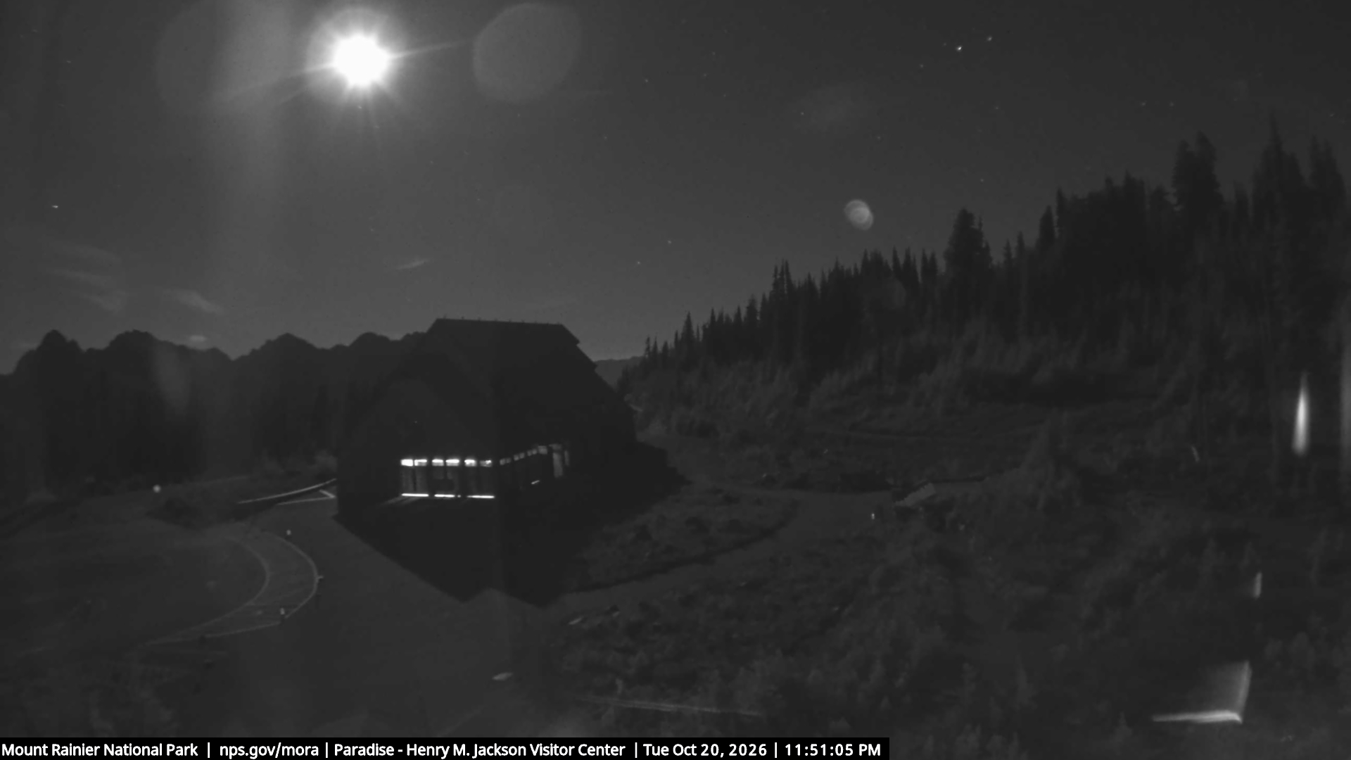 Jackson Visitor Center webcam frame at Paradise on Mount Rainier.