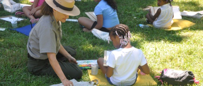 TRT paints with Girl Scout TRT paints with Girl Scout