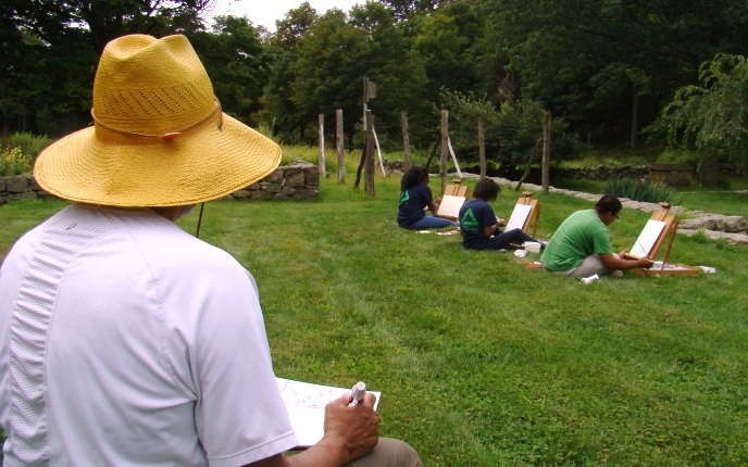 American Impressionist Dmitri Wright draws his students at Weir Farm National Historic Site American Impressionist Dmitri Wright draws his students at Weir Farm National Historic Site