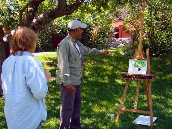 American Impressionist Master Artist and Instructor Dmitri Wright with Workshop Participant
