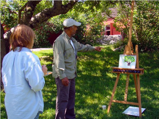 American Impressionist Master Artist and Instructor Dmitri Wright with Workshop Participant