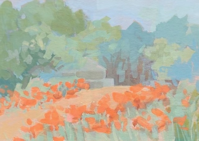 Laura Graham Gould_ Summer Day Lilies Impressionist painting of orange day lilies at Weir Farm