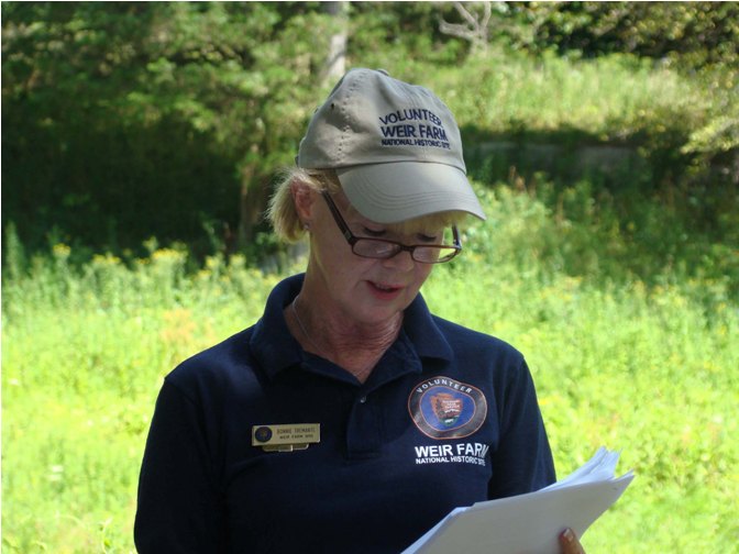 Volunteer Bonnie Tremante Giving a Tour at Weir Farm NHS