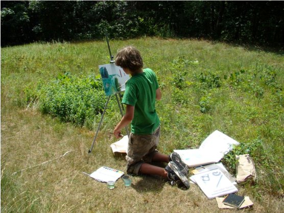 Young Artist Painting En Plein Air