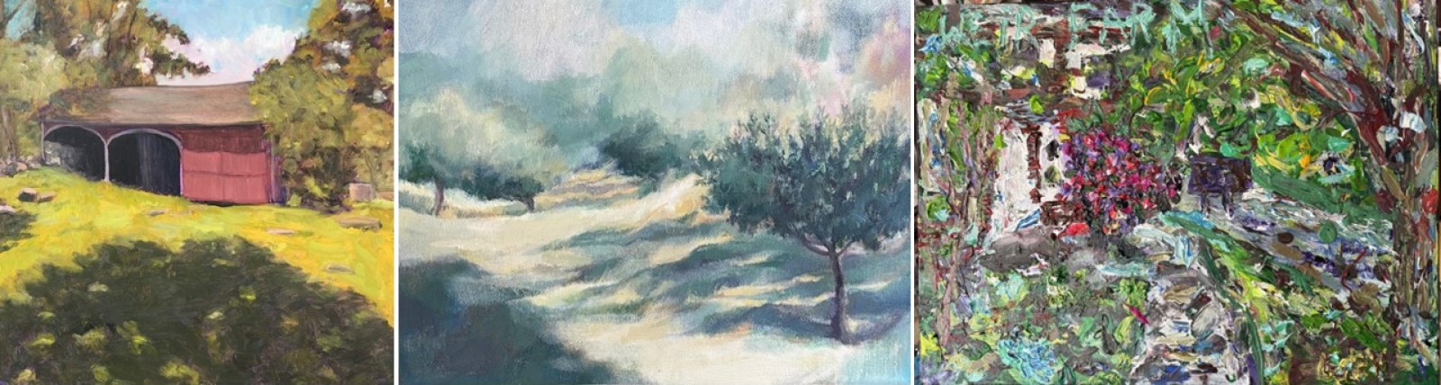 Works of art from Weir Farm Artist Collective Members 3 Works of art from Weir Farm Artist Collective Members depicting Weir Farm.