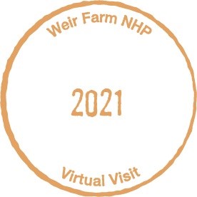 A digital passport stamp that reads "Weir Farm NHP 2021 Virtual Visit"