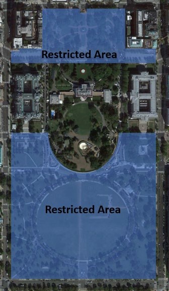 Map of Areas of Closure of President's Park for 6-22-2023 India State Arrival and State Dinner