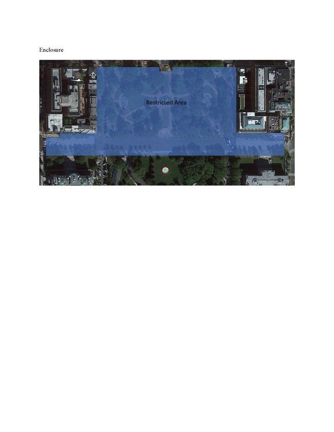 Map showing closure areas of President's Park