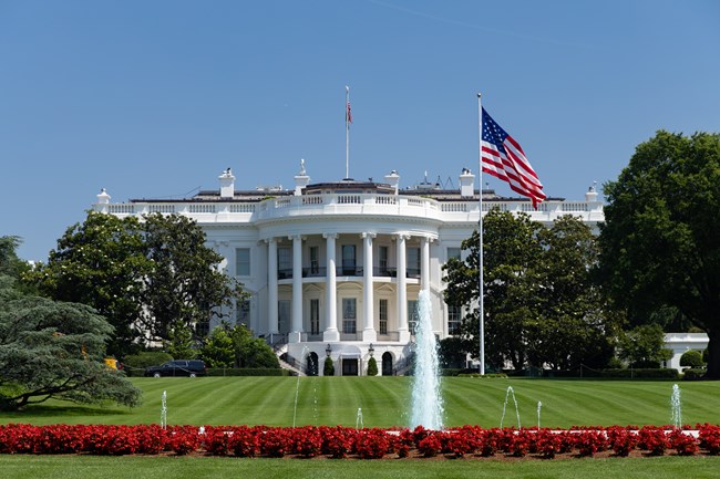 View of the South front of the White House from the South Grounds
