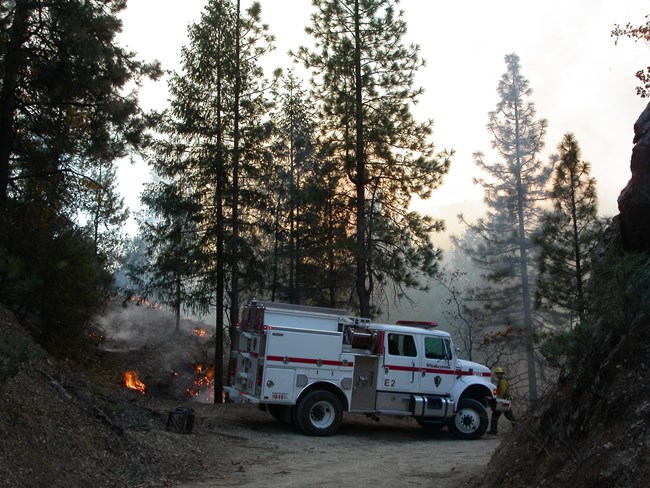 Whiskeytown Engine 2 working on the Power Tower prescribed burn.
