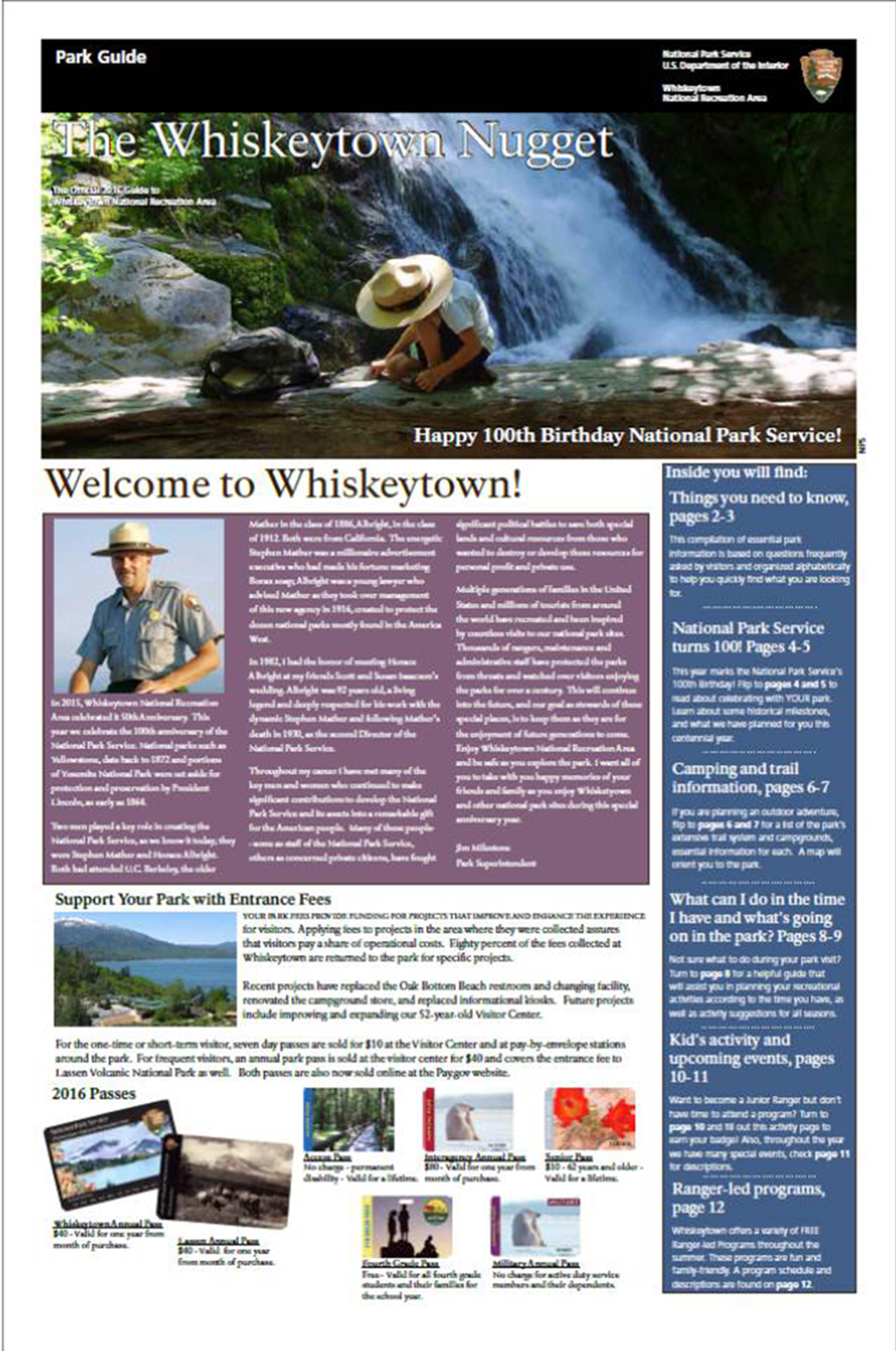 2016 Whiskeytown Nugget front page 2016 Whiskeytown Nugget front page