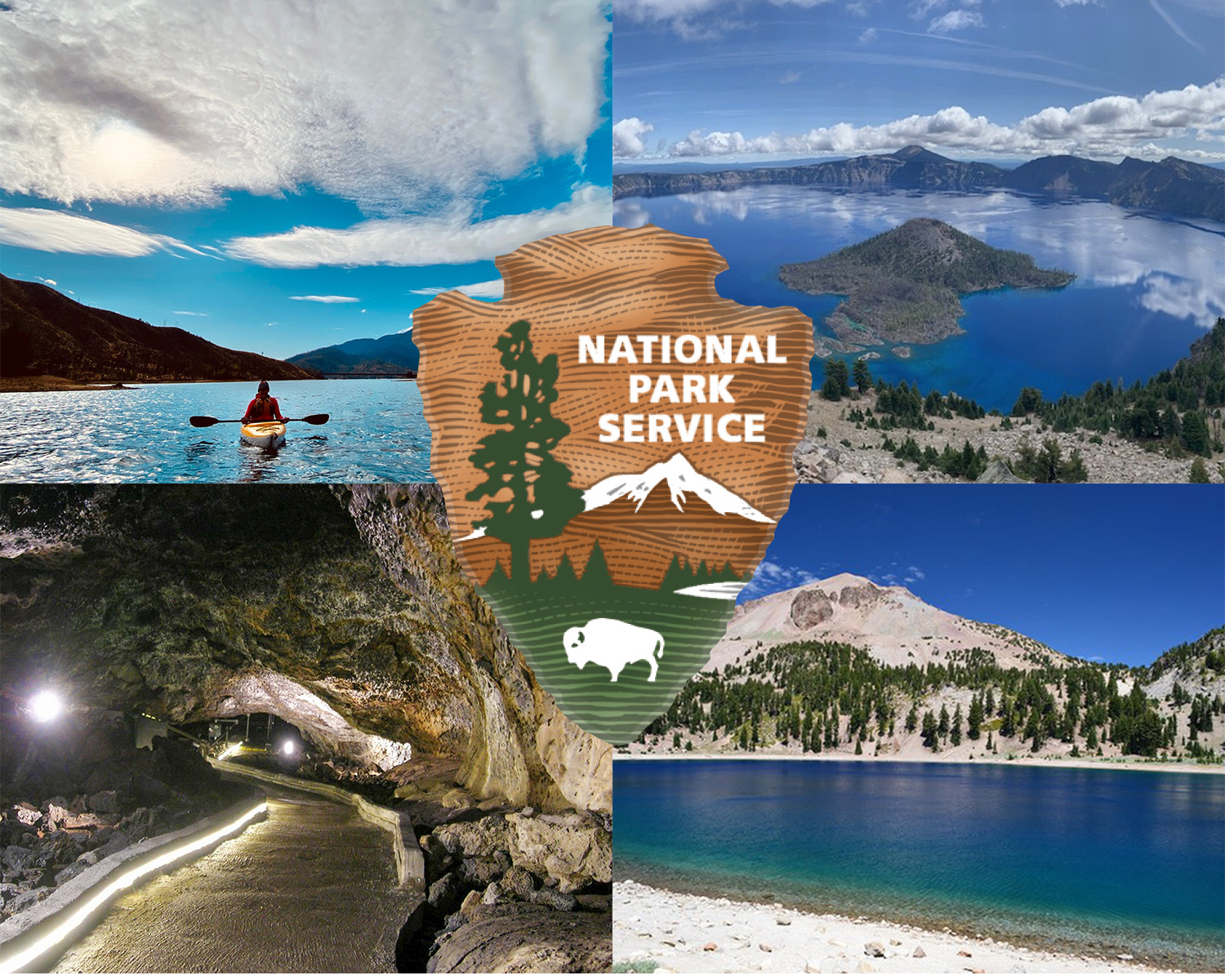 An Annual Pass is a great way to visit four parks for the price of one! Four photos representing each of the four participating parks with an NPS arrowhead overlay.