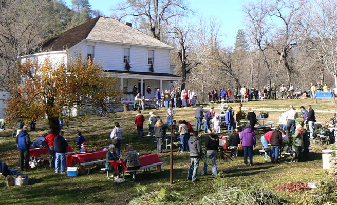 Visitors wreath-making with friends and family during the special holiday event.