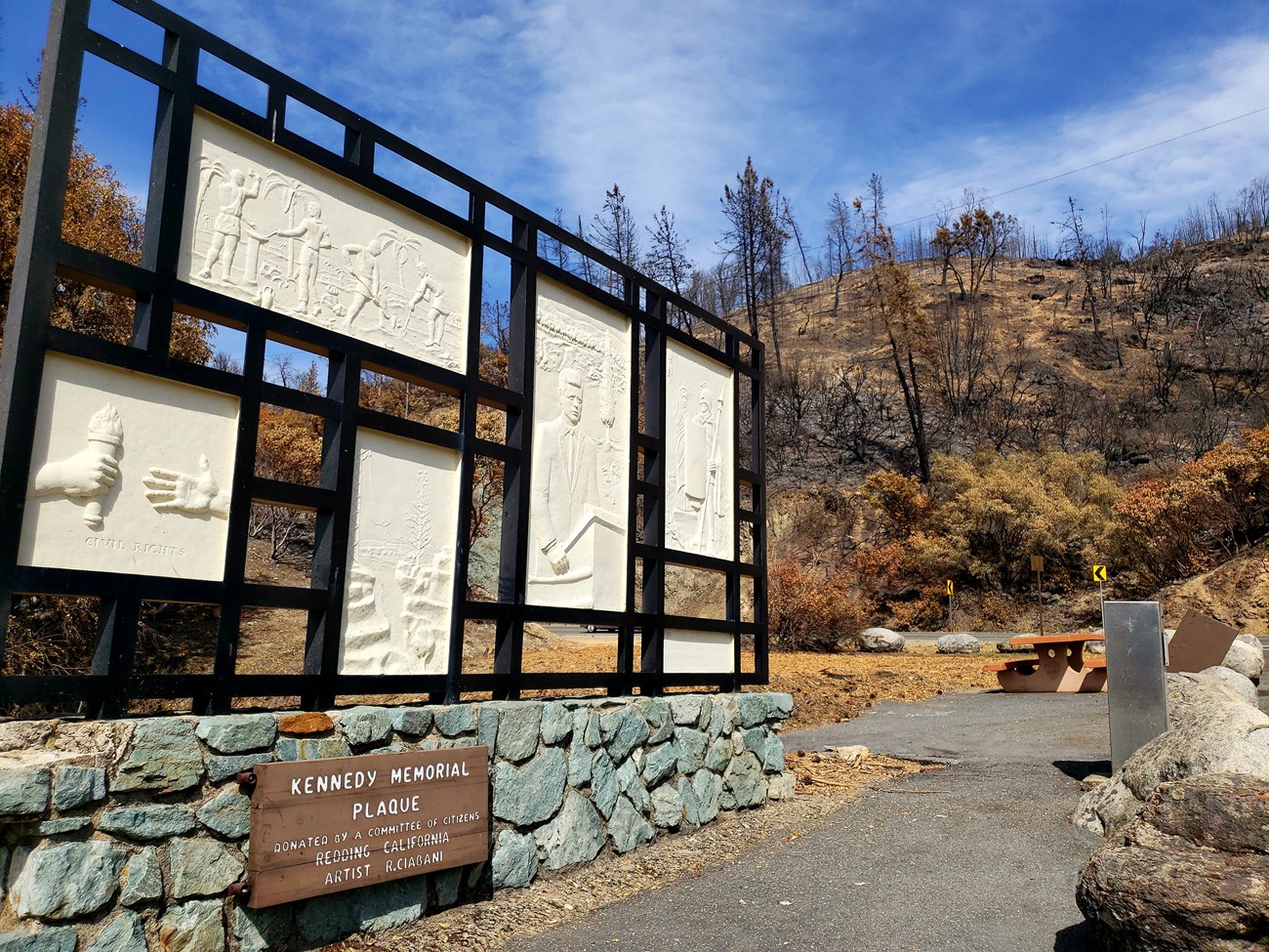 The Kennedy Memorial inside Whiskeytown National Recreation Area