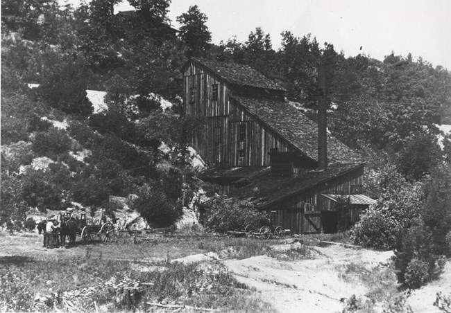Mount Shasta Mine stamp mill, early 1900s.