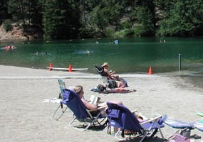 Sunbathers at Brandy Creek Beach.