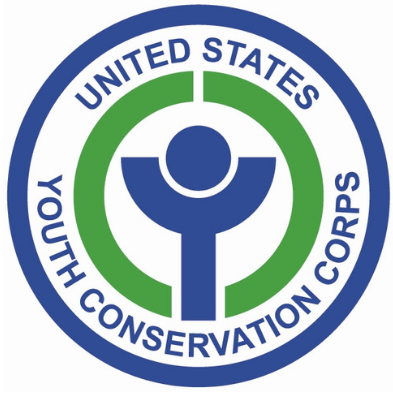 A blue and green circular logo reading United States Youth Conservation Corps