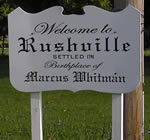 Welcome sign for Rushville, New York.