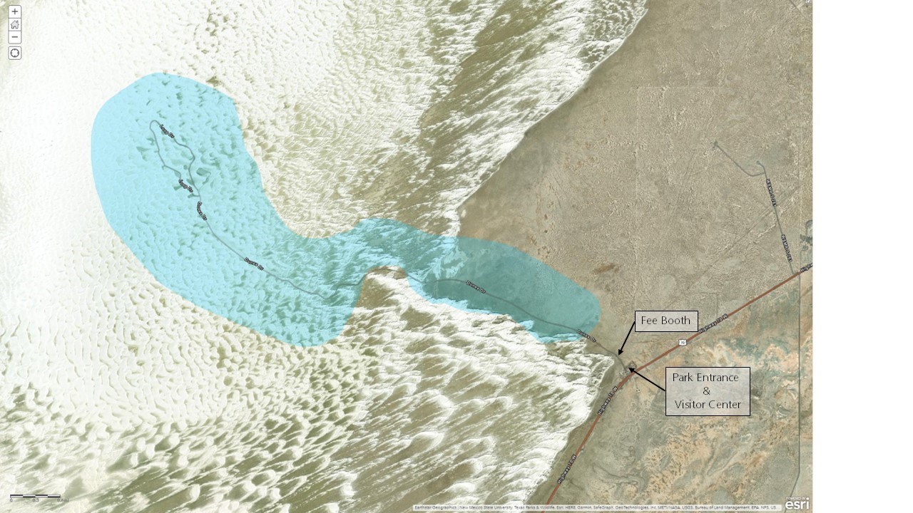 White Sands Map with blue shading showing CUA permitted areas.