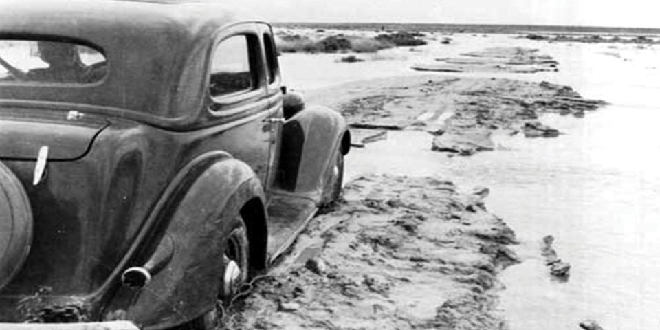 Vehicle on historic clay road