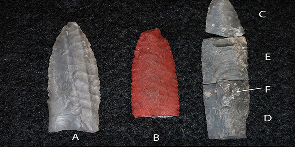 Gray and red projectile points