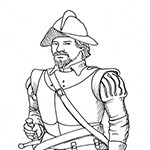 Drawing of Spanish conquistador.