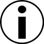 a black lower case “I” inside a white circle