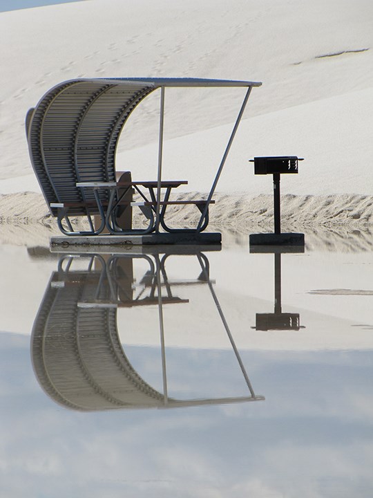 Standing water in the picnic area