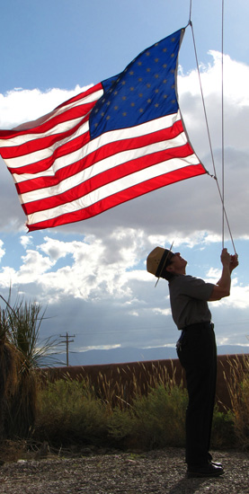 Kathy with flag