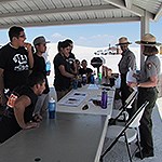 Park Rangers interact with visitors.