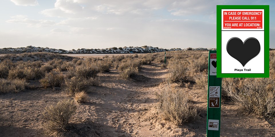 The Playa Trail and a symbol of a heart that corresponds to this trail.