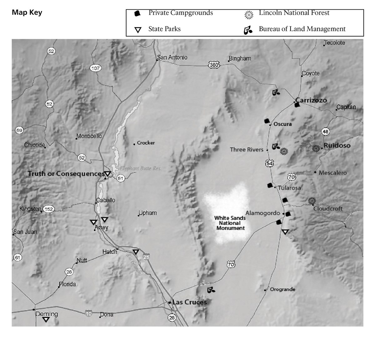 White Sands National Park Map White Sands National Park Map
