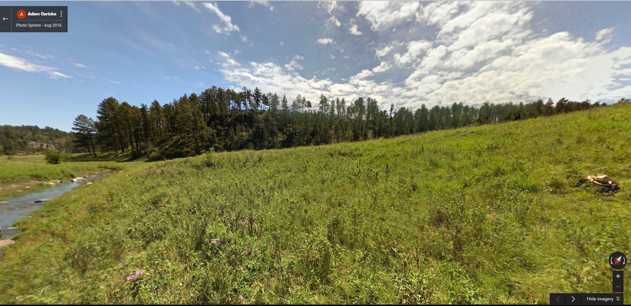 Fenced in creek in prairie valley